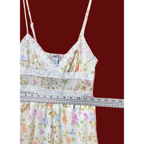 Rue 21 - Women's Summer Sleeveless High Low Hem Ruffle Floral Dress - White -XS - Picture 4 of 16